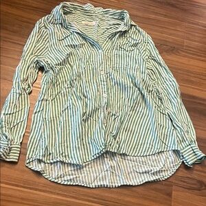 Beachlunchlounge Green and White Striped Shirt